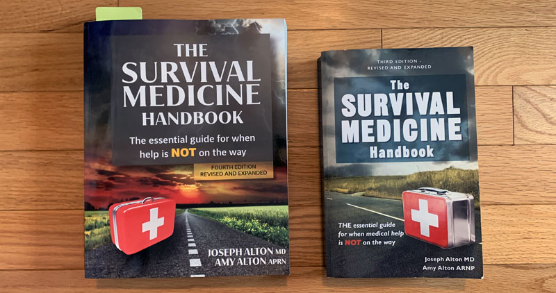 The Survival Medicine Handbook, version 3 next to version 4