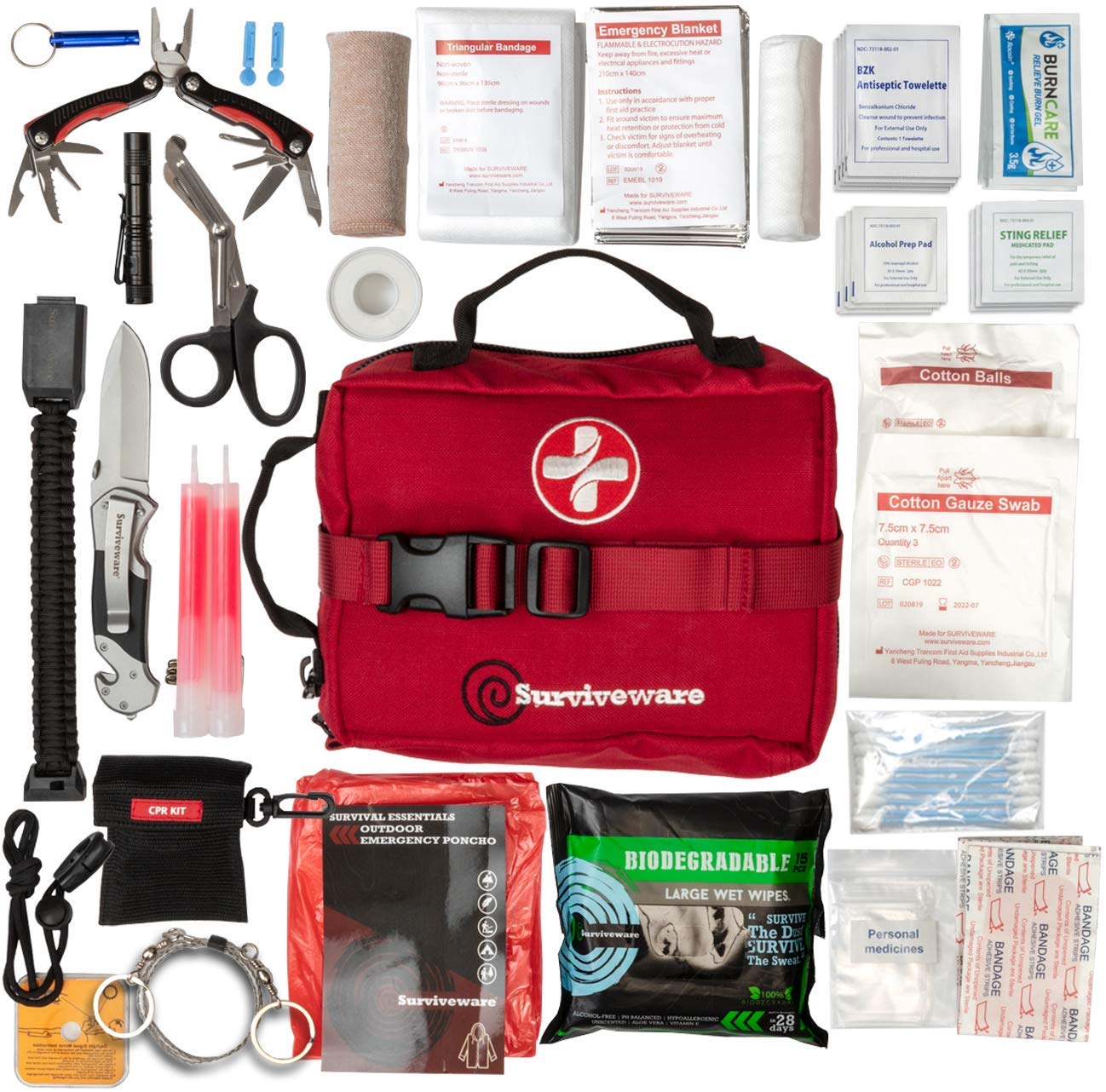 Surviveware First Aid Kit Large Kit expanded view contents