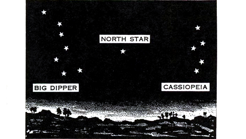 Star navigation at night illustration