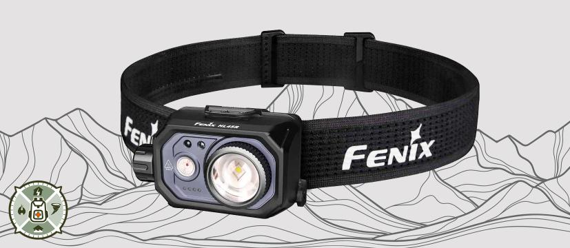 Fenix HL45R headlamp over mountain range line art header image